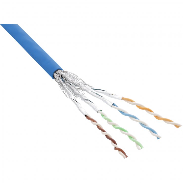 Imagine Rola 100m cablu de retea RJ45 Cat. 6 S/FTP PiMF Blue, InLine IL76499B